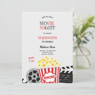 movie night birthday party invitation