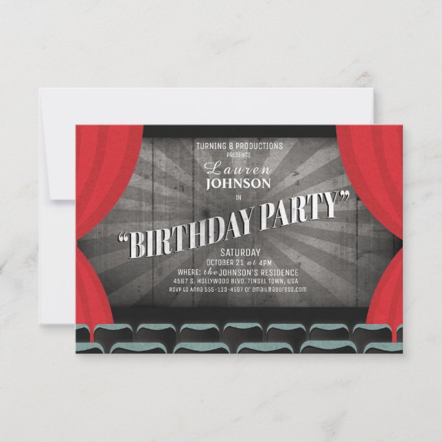 Movie Night Birthday Party Theatre Invitation (Front)