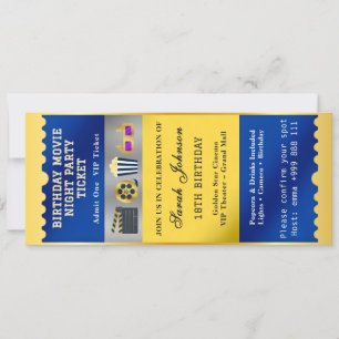 Movie Night Birthday Ticket Invitation