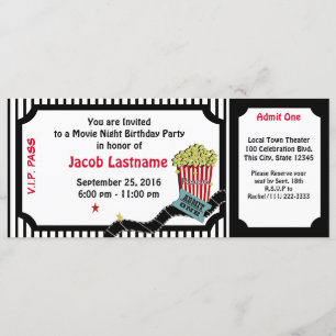 Movie Night Birthday Ticket Invitation