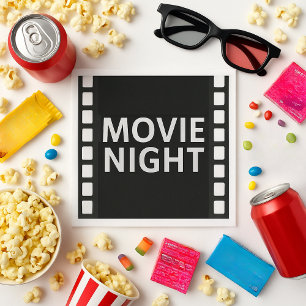 Movie Night Black & White Film Napkin