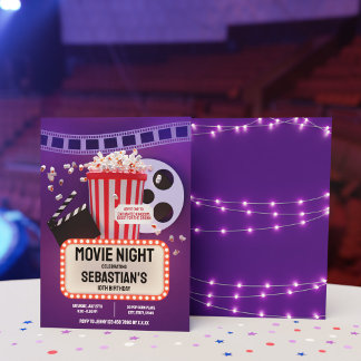 Movie Night Childrens Birthday Party Invitation