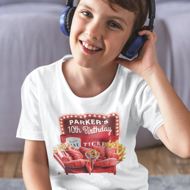 Movie Night Cinema Birthday Red Sofa Custom T-Shirt (Creator Uploaded)