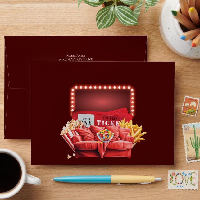 Movie Night Cinema Birthday Theme Envelope (Desk)