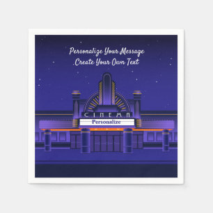 Movie Night Cinema Theatre Marque Personalize Napkin