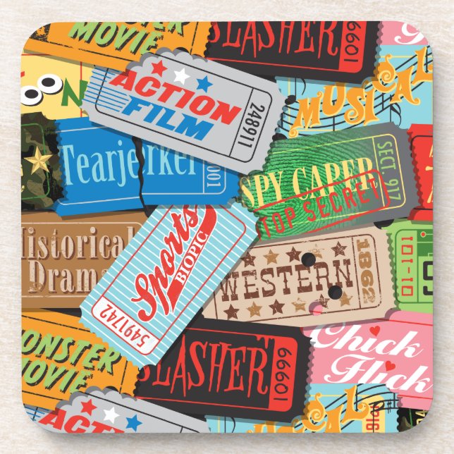 Movie Night Cork Coasters Set/6 (Style B) (Front)