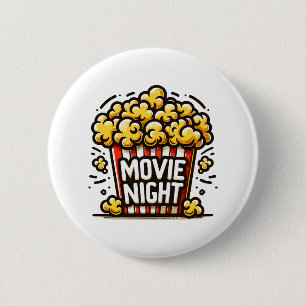 Movie Night Delight Playful Popcorn 2 Inch Round Button