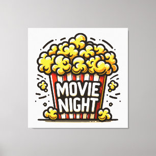 Movie Night Delight Playful Popcorn Canvas Print