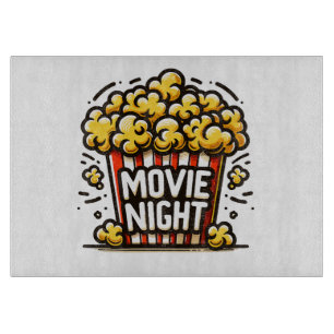 Movie Night Delight Playful Popcorn Cutting Board
