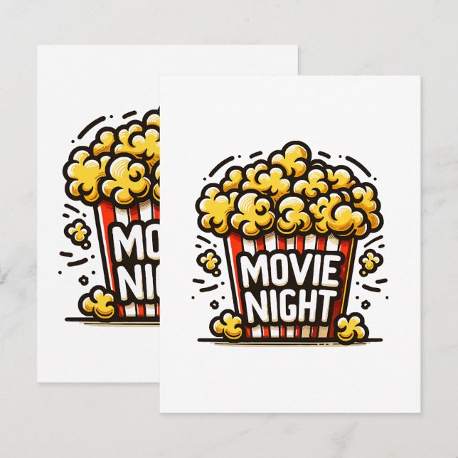 Movie Night Delight Playful Popcorn Enclosure Card (Front/Back)