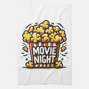 Movie Night Delight Playful Popcorn Kitchen Towel