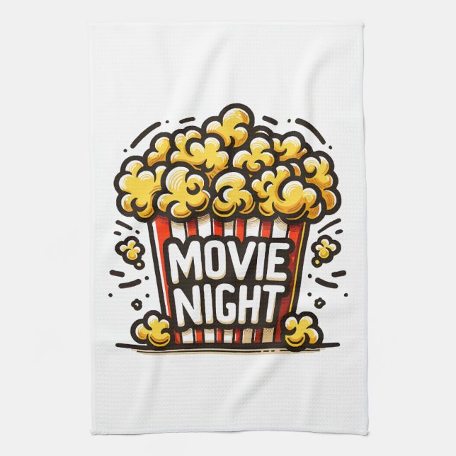 Movie Night Delight Playful Popcorn Kitchen Towel (Vertical)