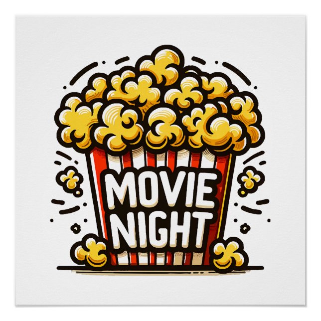 Movie Night Delight Playful Popcorn Poster (Front)