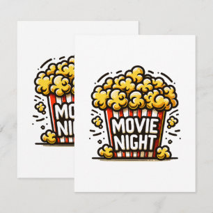 Movie Night Delight Playful Popcorn RSVP Card