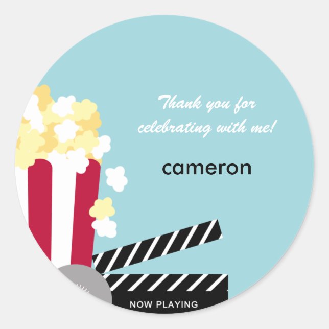Movie Night Favour Sticker or Envelope Seal (Front)
