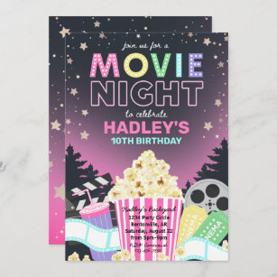 Movie Night Invitation   Movie Birthday Invitation