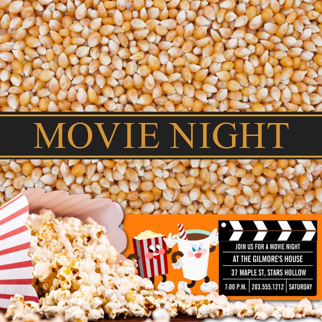 Movie Night Invitations (Orange) (Creator Uploaded)
