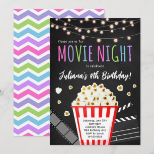 Movie Night Kids Birthday Party Invitation
