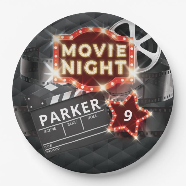 Movie Night Luxury Personalized Paper Plate (Front)