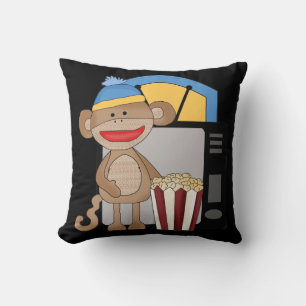 Movie Night Monkey Family Room Throw Pillow