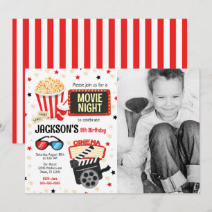Movie Night Photo Birthday Invitation Movie Party