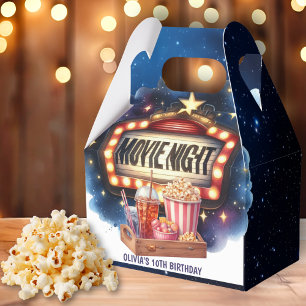 Movie Night Popcorn Kids Birthday Favor Box
