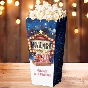 Movie Night Popcorn Kids Birthday Favor Box