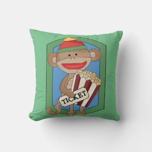 Movie Night Popcorn Monkey Family Room Pillow