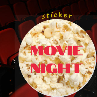 Movie Night Popcorn Stickers, sheet Classic Round Sticker