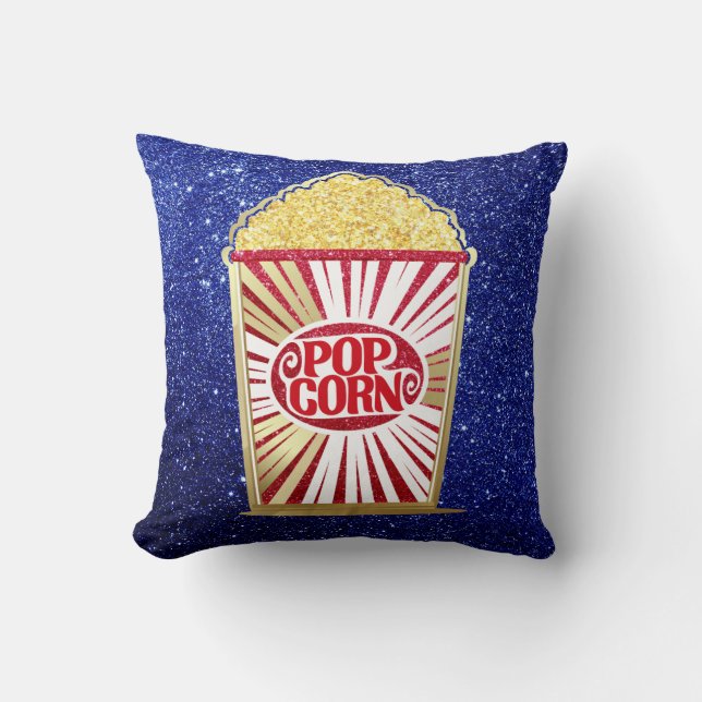 Movie Night POPCORN Throw Pillow (Front)