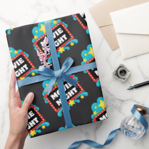 Movie night sign pattern wrapping paper