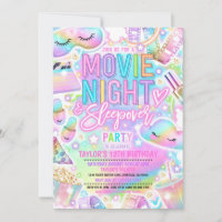 Movie Night Sleepover Pastel Rainbow Birthday