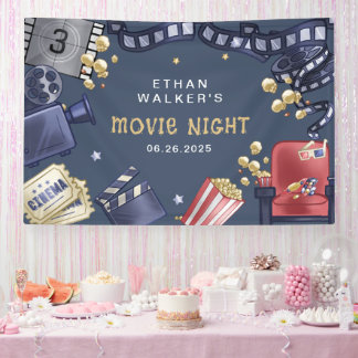 Movie Night Theatre Birthday Welcome Banner