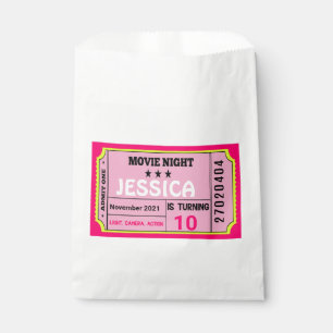 Movie Night Ticket Birthday Girl Custom  Favour Bag