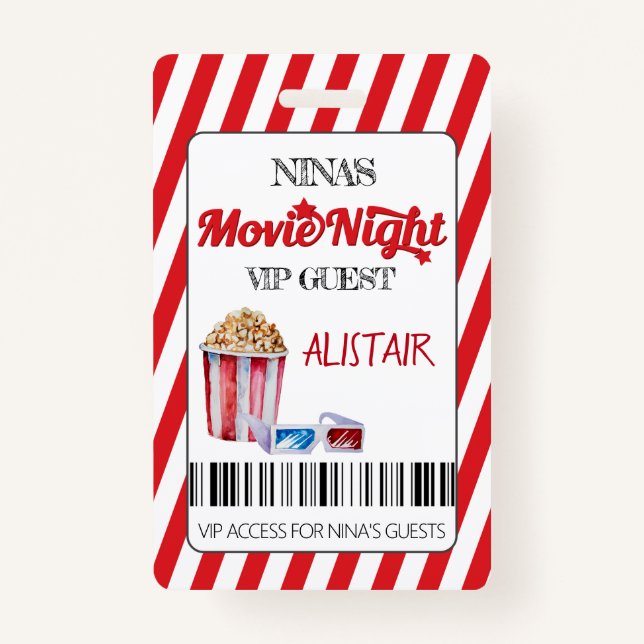 Movie Night VIP Guest Lanyard, Cinema Lanyard, Bad Badge (Front)