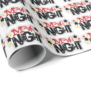 Movie Night word art wrapping paper theme