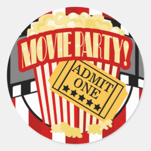 MOVIE PARTY Round Favour Sticker