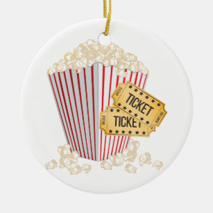 Movie Popcorn Ceramic Ornament