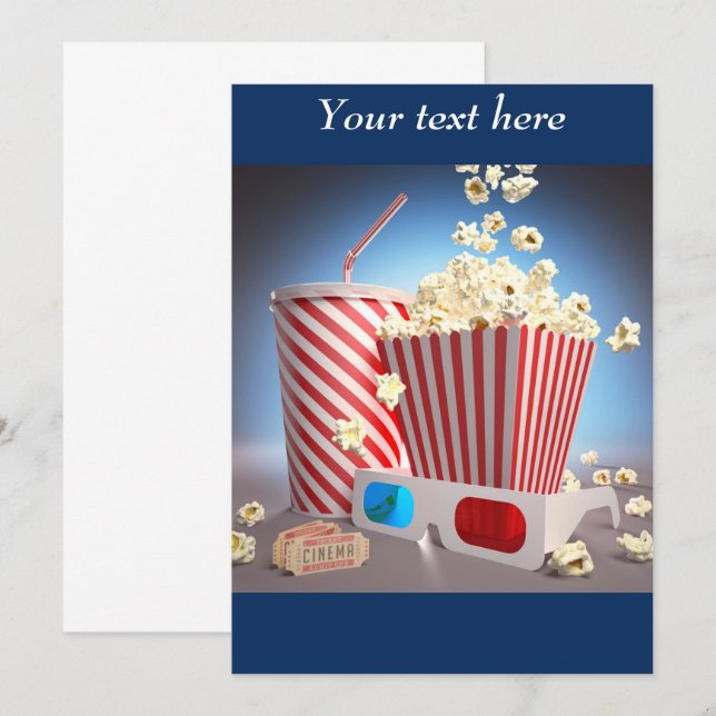 Movie popcorn invitations (Front/Back)