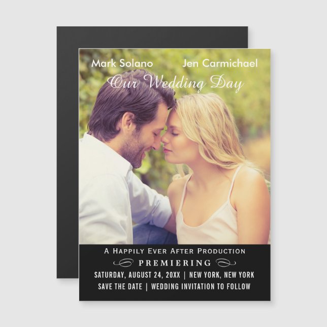 Movie Poster Wedding Photo Save the Date (Front/Back)