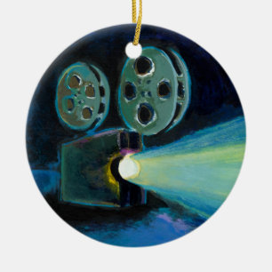 Movie projector colourful expressive painting art ceramic ornament