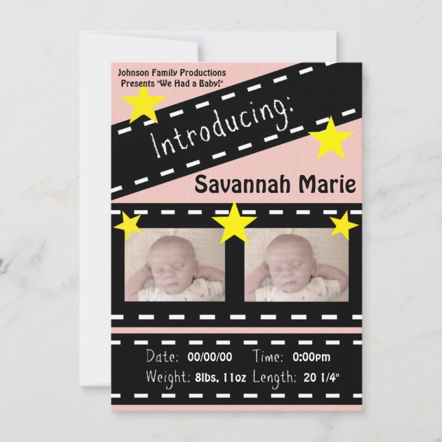 Movie Reel Clapper Board Announcement (Front)