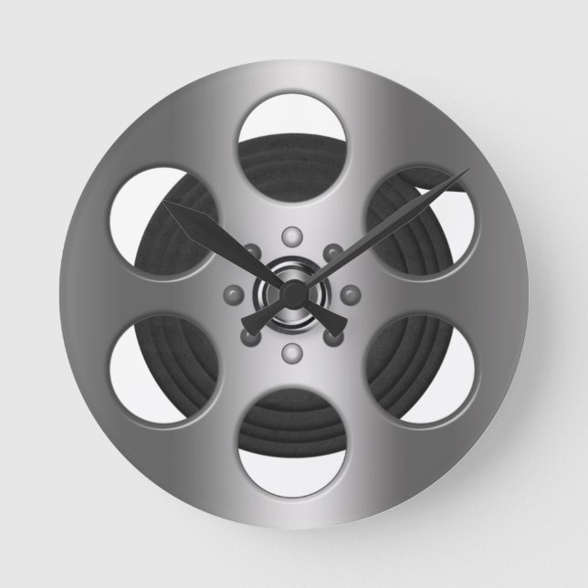 Movie Reel (Printed Flat) Round Clock (Front)