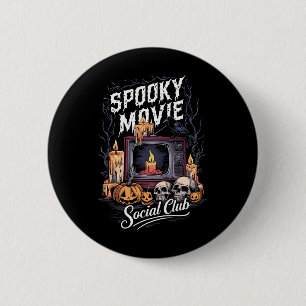 Movie Social Club Vintage Tv Halloween Horror Art  2 Inch Round Button