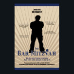 Movie Star Bar Mitzvah Poster Tan Navy Blue<br><div class="desc">He’s the star. Make his Bar Mitzvah a premiere to remember. This poster sets the tone for the party. “A limited engagement. On night only.” is at the top, along with your son’s name. A cool silhouette – arms crossed – represents your son. The critics’ praise surrounds him. The background...</div>