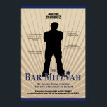 Movie Star Bar Mitzvah Poster Tan Navy Blue<br><div class="desc">He’s the star. Make his Bar Mitzvah a premiere to remember. This poster sets the tone for the party. “A limited engagement. On night only.” is at the top, along with your son’s name. A cool silhouette – arms crossed – represents your son. The critics’ praise surrounds him. The background...</div>