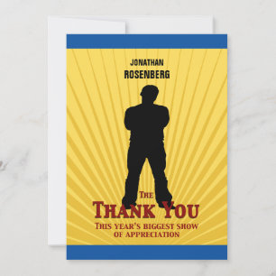 Movie Star Bar Mitzvah Thank You Card Yellow Blue
