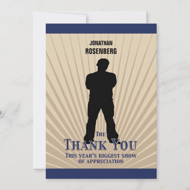 Movie Star Bar Mitzvah Thank You Tan Navy Blue (Front)