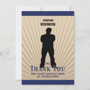 Movie Star Bar Mitzvah Thank You Tan Navy Blue Card