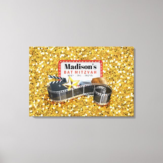 MOVIE STAR Bat Bar Mitzvah Sign In MEMORY Board (Front)